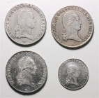 Franz II. 1792 - 1806
Münzen Römisch Deutsches Reich - Habsburgische Erb- und Kronlande. Lot. 4 Sück, 1x 1/2 Kronentaler 1793 A, 3x Kronentaler 1793 B...