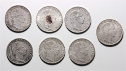 Franz Joseph I. 1848 - 1916
Kaisertum Österreich 1804 - 1918. Lot. 7 Stück 1Gulden, 3x 1860 A, 4x 1861 A
ges.86,59g
ss/vz