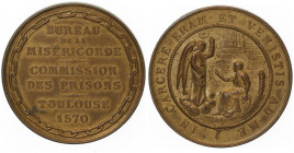 Bronzemedaille, 1570/1890
Frankreich. Mercy Kommission Bureau of Prisons Touluse, von J. Ganot, Dm 37 mm.. 20,50g
stgl