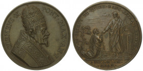 Clemens X. 1670 - 1676
Italien, Vatikan. Bronzemedaille, o. Jahr / AN I (1670). auf den gleichen Anlaß wie vorher. Brustbild /Christus übergibt Petrus...