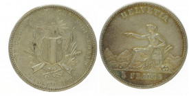5 Franken (Schützentaler), 1863
Schweiz, Eidgenossenschaft. Les Chaux-de-Fonds, Auflage 6000 Stück. Bern
Divo 50. HMZ 2-1343e
vz/stgl