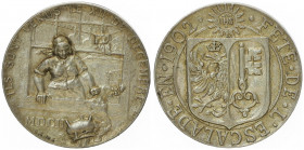 Silbermedaille, 1902
Schweiz, Genf. auf die 300-Jahrfeier der Escalade von 1602. Stempel von J. Lamunière, Dm 34mm.. 17,54g
Krause 126; Martin 74.
stg...