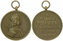 Rakoczi Ferenc 1704 - 1711
Ungarn. Bronzemedaille, 1938. auf Rakoczi Ferenc 1704 - 1711, Dm 35 mm, mit original Öse
22,28g
ss/vz