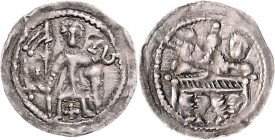 Boleslaw IV. 1146 - 1173
Polen. Denar, o. Jahr. Krakau
0,41g
Kop. 56 var.
ss