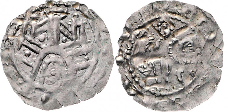 Leopold III. ab ca. 1110 - 1120
Pfennig, o. Jahr. Krems
0,83g
CNA B10
Prägeschwä...