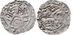 Leopold III. ab ca. 1110 - 1120
Pfennig, o. Jahr. Krems
0,83g
CNA B10
Prägeschwäche.
ss/vz