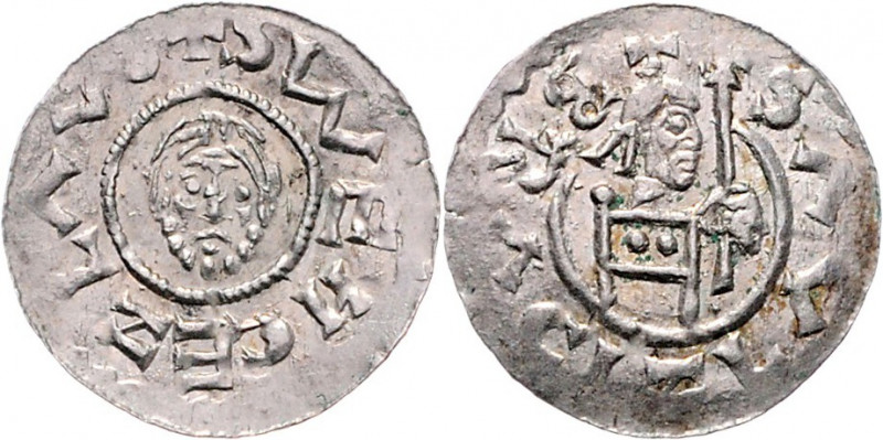 Bretislav II. 1092 - 1100
Böhmen. o. Jahr. Prag
0,45g
Cach. 388 var.
Prägeschwäc...