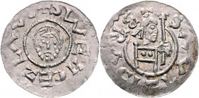 Bretislav II. 1092 - 1100
Böhmen. o. Jahr. Prag
0,45g
Cach. 388 var.
Prägeschwäche.
ss/vz