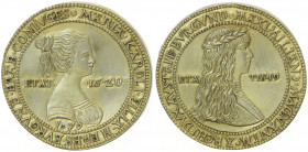 Maximilian I. 1493 - 1519
Guldiner, 1479. Neuprägung / Restrike / Kopie, vergoldet, späterer Guß aus Silber.
Hall
24,44g
vz/stgl