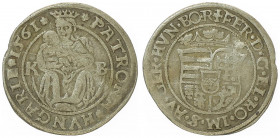 Ferdinand I. 1521 - 1564
Kleingroschen, 1561 KB. Kremnitz
1,96g
Huszar 925
ss
