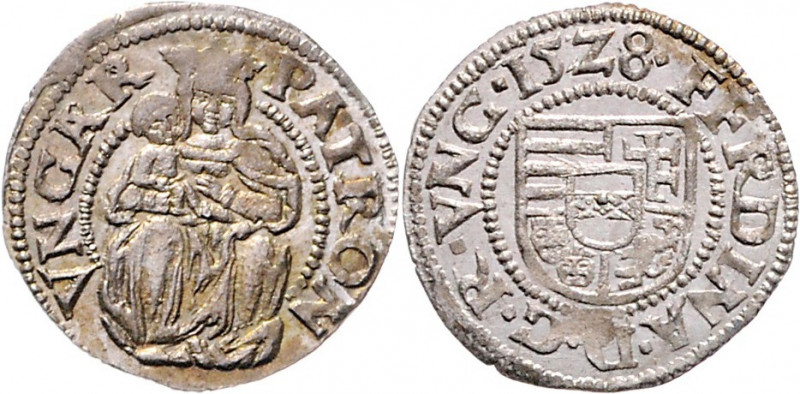 Ferdinand I. 1521 - 1564
Denar, 1528. ohne Mzz.
ungar. Mzst.
0,68g
Huszar 934
st...