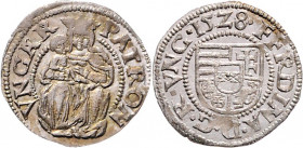 Ferdinand I. 1521 - 1564
Denar, 1528. ohne Mzz.
ungar. Mzst.
0,68g
Huszar 934
stgl
