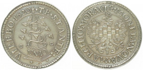 Stände von Böhmen und Mähren 1619 - 1620
Taler, 1620. Silber , Originale Restrike / Nachprägung Tschechei
28,37g
vergl. zu Her. 5
stgl