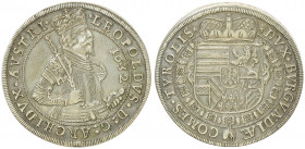 Erzherzog Leopold V. 1619 - 1632
1/2 Taler, 1632. Hall
14,21g
Enz. 294, M./T. 467
vz