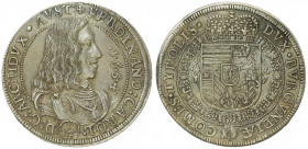 Erzherzog Ferdinand Karl 1632 - 1662
1/4 Taler, 1654. Hall
7,07g
MzA. Seite 152
win. Zainende
vz