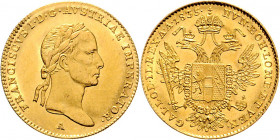Franz II. 1792 - 1806
Dukat, 1835 A. Wien
3,50g
Fr. 116
vz