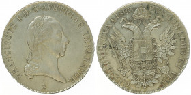 Franz II. 1792 - 1806
Taler, 1823 A. Wien
28,03g
Fr. 170
min. Schrötlingsfehler
vz