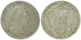 Franz II. 1792 - 1806
1/2 Taler, 1824 B. Kremnitz
14,00g
Fr. 247
vz