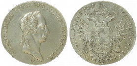 Franz II. 1792 - 1806
1/2 Taler, 1827 C. Prag
14,00g
Fr. 259
vz