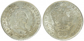 Franz II. 1792 - 1806
20 Kreuzer, 1814 A. Wien
6,72g
Fr. 303
vz/stgl