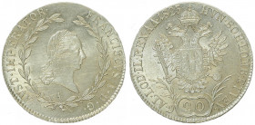Franz II. 1792 - 1806
20 Kreuzer, 1823 A. Wien
6,67g
Fr. 342
stgl