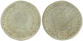 Franz II. 1792 - 1806
20 Kreuzer, 1823 A. Wien
6,64g
Fr. 342
vz/stgl