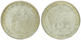 Franz II. 1792 - 1806
20 Kreuzer, 1831 M. Mailand
6,62g
Fr. 377
ss/vz