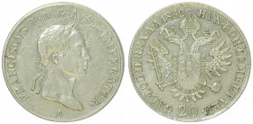 Franz II. 1792 - 1806
20 Kreuzer, 1832 A. Wien
6,66g
Fr. 379
ss/vz
