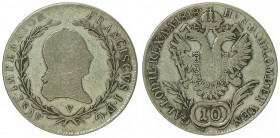 Franz II. 1792 - 1806
10 Kreuzer, 1818 V. Venedig
3,80g
Fr. 405
s/ss