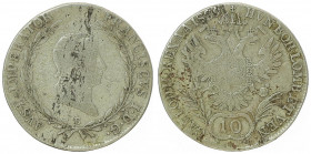 Franz II. 1792 - 1806
10 Kreuzer, 1829 E. Karlsburg
3,76g
Fr. 424
s/ss