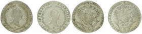 Franz II. 1792 - 1806
2x 5 Kreuzer, 1820 A + B. Wien + Kremnitz
2,18g,2,13g
Fr. 438/39
ss/vz