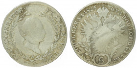 Franz II. 1792 - 1806
5 Kreuzer, 1826 A. Wien
2,07g
Fr. 452
s