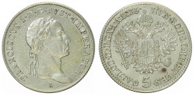 Franz II. 1792 - 1806
5 Kreuzer, 1835 A. Wien
2,21g
Fr. 459
f.vz/vz