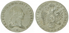 Franz II. 1792 - 1806
3 Kreuzer, 1815 V. Venedig
1,72g
Fr. 463
ss