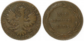 Franz II. 1792 - 1806
Kreuzer, 1809. Hall
4,54g
Fr. 555
ss
