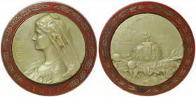 Karl I. 1916 - 1918
Bronzemedaille, 1917. zur Erinnerung auf die ungarische Krönung der Kaiserin am 30.12.1916/17, innen vergoldet, Ring rot emaillier...