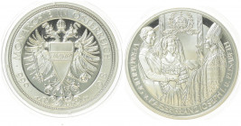 Silbermedaille, ohne Jahr
2. Republik 1945 - heute. Vermählung Kaiser Franz und Elisabeth ( Sissi ), Ag 0,333, Dm 41 mm.. Wien
19,91g
PP