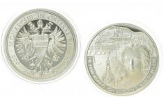 Silbermedaille, ohne Jahr
2. Republik 1945 - heute. auf die Ermordung von Kaiserin Elisabeth in Genf, Ag. 0,333, Dm 31 mm. Wien
19,01g
PP