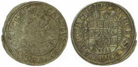 Carl II. von Lichtenstein-Castelcorn 1664 - 1695
Olmütz. Groschen / 3 Kreuzer, 1670. Kremsier
1,62g
Suchomel/Videman 326
vz