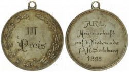 Silbermedaille, 1895
Erzbistum Salzburg. an Öse, A.R.U. Meisterschaft auf dem Niederrade f.d. H. Salzburg III. Preis. 11,88g
vz