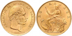 Christian IX. 1863 - 1906
Dänemark. 20 Kronen, 1877. Kopenhagen
9,00g
Friedberg 295
stgl