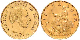 Christian IX. 1863 - 1906
Dänemark. 10 Kronen, 1873. Kopenhagen
4,51g
Friedberg 296
vz/stgl