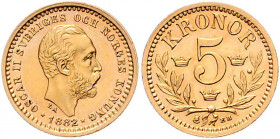 Christian IX. 1863 - 1906
Dänemark. 5 Kronen, 1882. Kopenhagen
2,25h
Friedberg 95
stgl