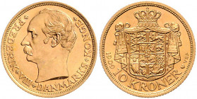 Friedrich VIII. 1906 - 1912
Dänemark. 10 Kronen, 1909. Kopenhagen
4,49g
Friedberg 298
vz/stgl