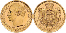 Friedrich VIII. 1906 - 1912
Dänemark. 20 Kronen, 1912. Kopenhagen
9,00g
Friedberg 297
vz/stgl