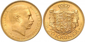 Christian X. 1912 - 1947
Dänemark. 20 Kronen, 1914. Kopenhagen
8,97g
Friedberg 299
vz/stgl