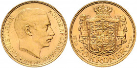 Christian X. 1912 - 1947
Dänemark. 20 Kronen, 1916. Kopenhagen
9,00g
Friedberg 299
vz/stgl