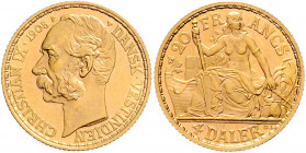 Christian IX. 1863 - 1906
Dänemark, Dänisch West Indien, seit 1917 U.S. Virgin Islands. 20 Francs, 1905. 6,49g
Friedberg 2
vz/stgl