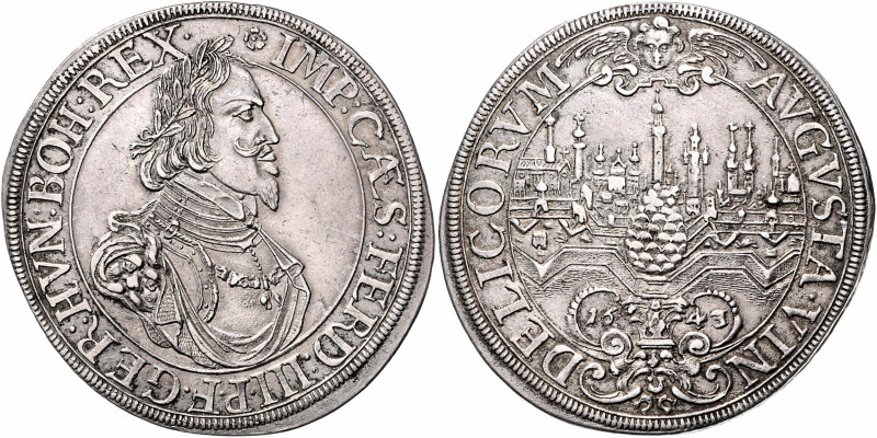 Stadt
Deutschland, Augsburg. Taler, 1643. Mit Titel und Porträt Ferdinand III.
A...