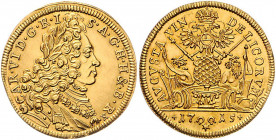 Stadt
Deutschland, Augsburg. 1 Dukat, 1715. mit Titel Karls VI.
Augsburg
3,46g
Forster 469. Friedb. 86
vz